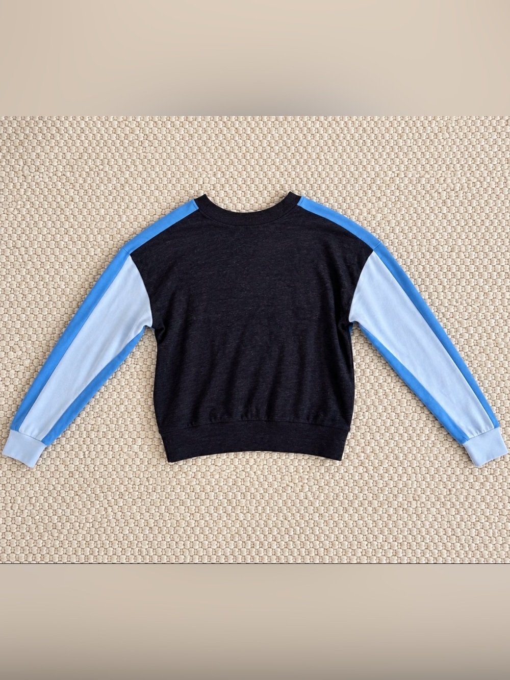 SUNDRY Blue Navy Colorblock Sweatshirt Pullover Size 0 XS Made USA